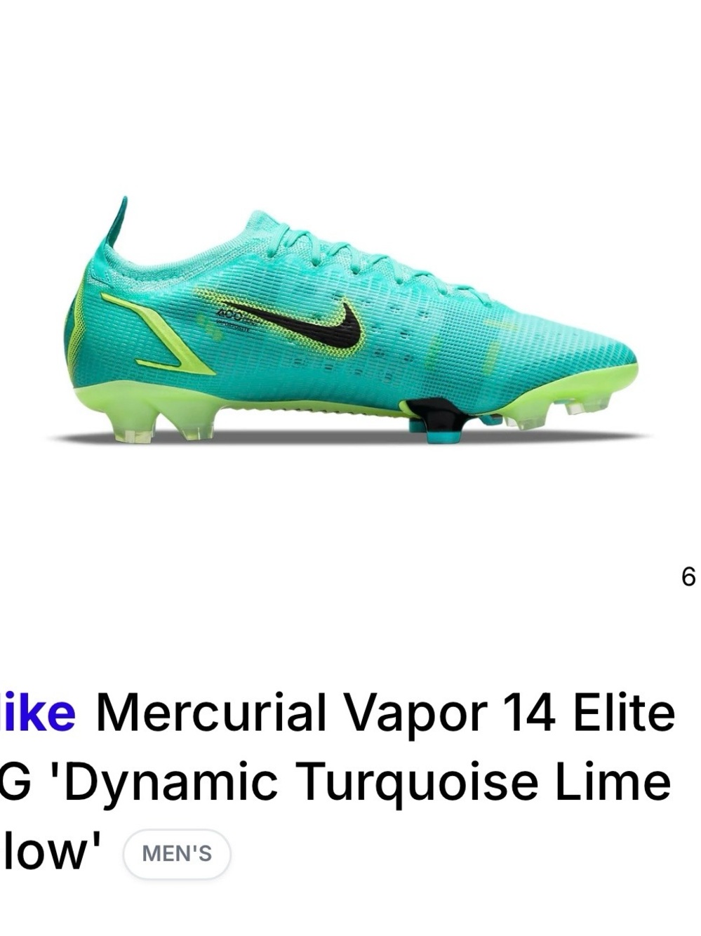 Nike Mercurial Vapor 14 Pro FG  Men's Soccer Cleat - Turquoise/Lime Glow NEW